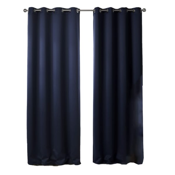 Dark Blue Bedroom Blackout Fabric Printed Curtains - Image 5