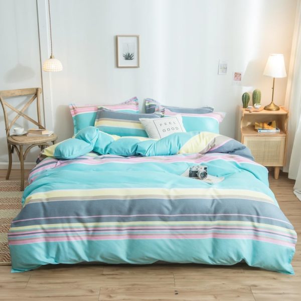 Cover Set Bed Cotton Quilt Bedsheet Bedding Duvet Fitted - Image 3