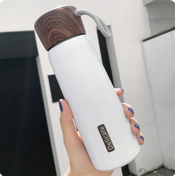 Portable Water Cup Student Creative Wood Grain Lid Handle Thermos - Image 10