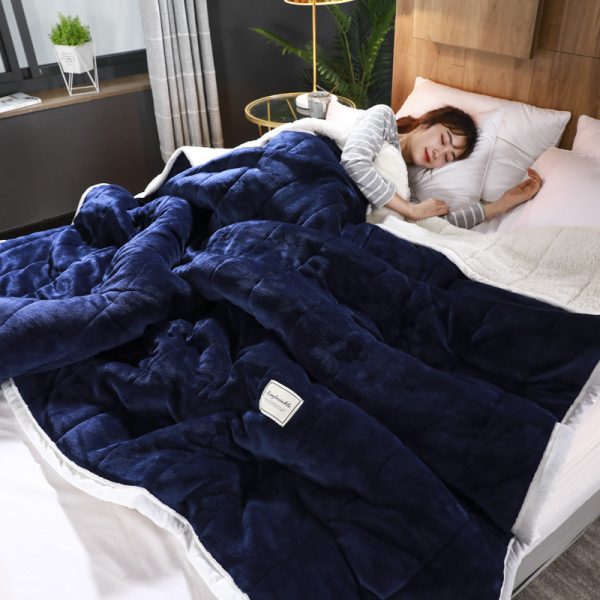 Fleece Blankets And Throws Thick Warm Winter Blankets Home Super Soft Duvet Luxury Solid Blankets On Twin Bedding - Image 5