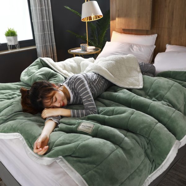 Fleece Blankets And Throws Thick Warm Winter Blankets Home Super Soft Duvet Luxury Solid Blankets On Twin Bedding - Image 4