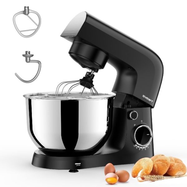 SVEWT SM-1540 1500W Stand Mixer Chef Machine Food Mixer 10-Speed Control With 5.5L SUS304 Stainless Steel Bowl - Black