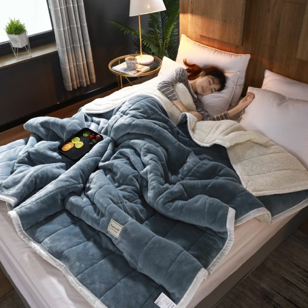 Fleece Blankets And Throws Thick Warm Winter Blankets Home Super Soft Duvet Luxury Solid Blankets On Twin Bedding - Image 8