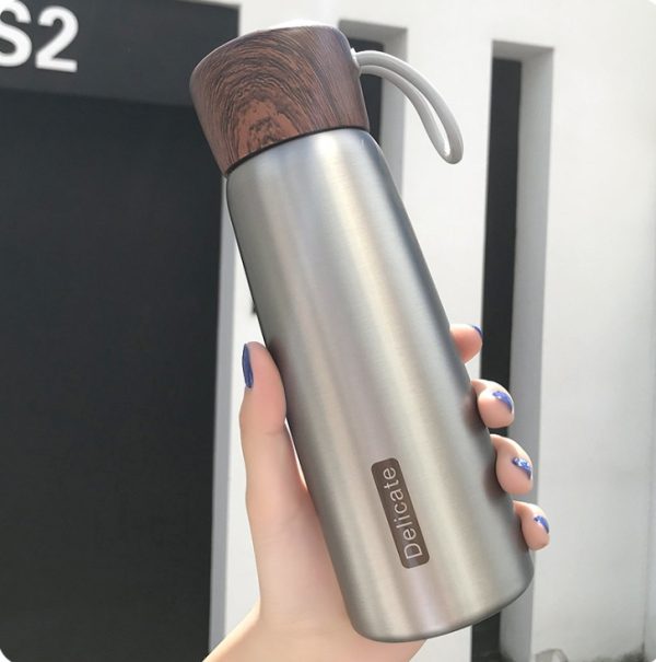 Portable Water Cup Student Creative Wood Grain Lid Handle Thermos - Image 7