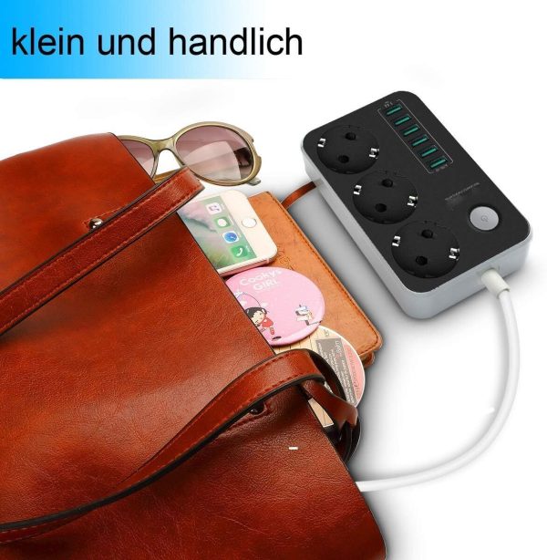 Steckdosenleiste 3-Fach 6 USB Mehrfachsteckdose Mit Flachstecker Und Schalter DE - Image 6