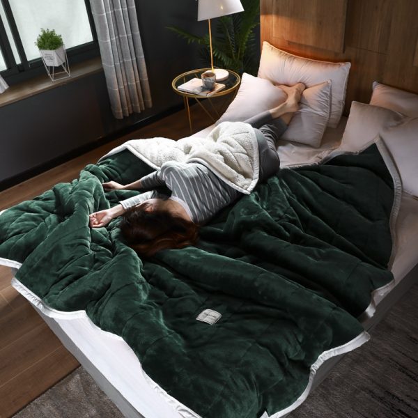 Fleece Blankets And Throws Thick Warm Winter Blankets Home Super Soft Duvet Luxury Solid Blankets On Twin Bedding - Image 3