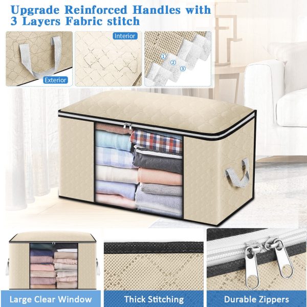 4PCS Clothes Organiser With Zip Underbed Wardrobe Cube Closet Box Organiser - Image 6