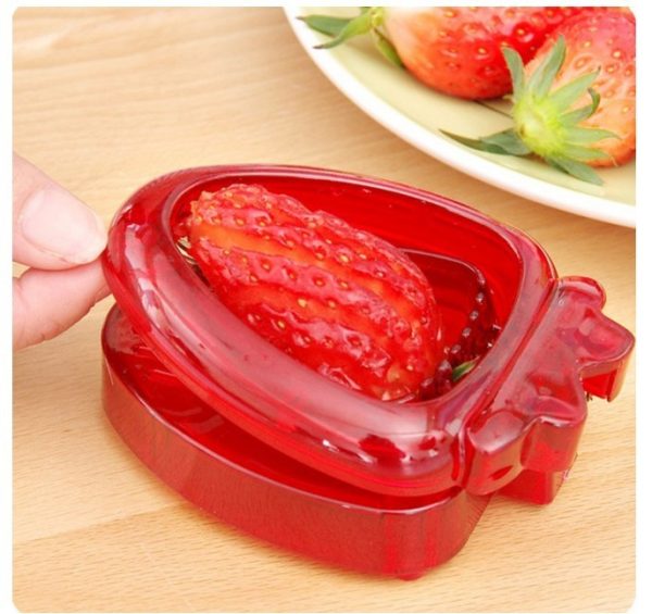 Red Strawberry Slicer Plastic Fruit Carving Tools Salad Cutter Berry Strawberry Cake Decoration Cutter Kitchen Gadgets - Image 4