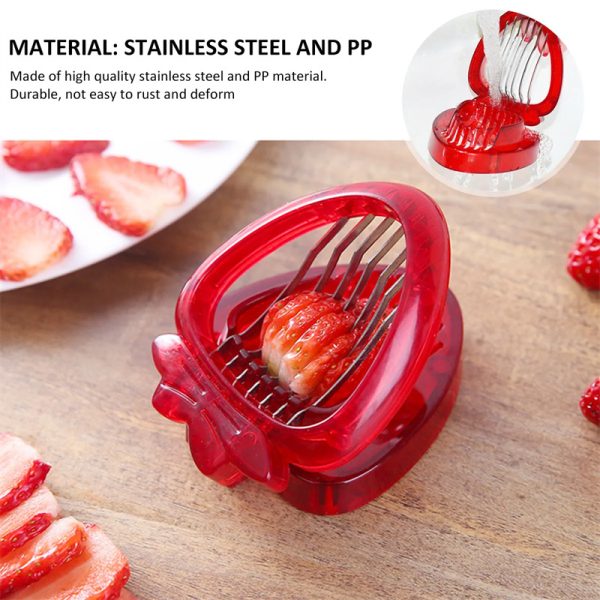 Red Strawberry Slicer Plastic Fruit Carving Tools Salad Cutter Berry Strawberry Cake Decoration Cutter Kitchen Gadgets - Image 5