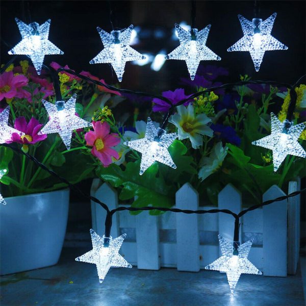 Solar Powered Star Fairy String LED Lights Waterproof Xmas Garden Outdoor Decor