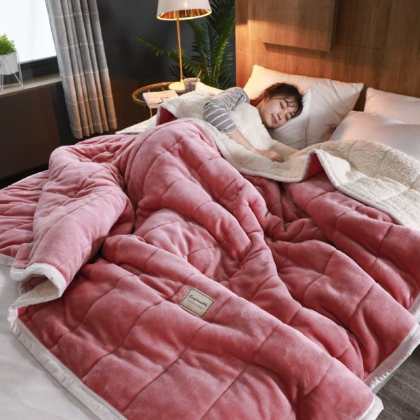 Fleece Blankets And Throws Thick Warm Winter Blankets Home Super Soft Duvet Luxury Solid Blankets On Twin Bedding - Image 2