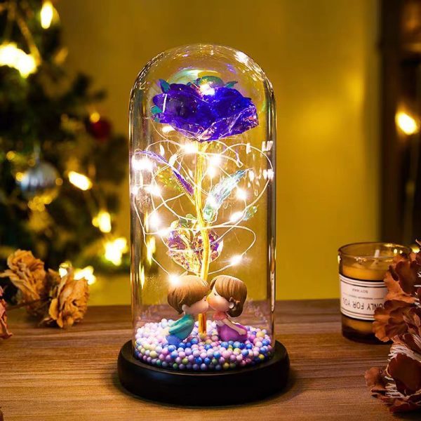 Eternal Rose LED Light Foil Flower In Glass Cover Night Lights Valentines Day Gifts Lamp Decor For For Home Bedroom Wedding Gift Valentine's Day Gifts - Image 2