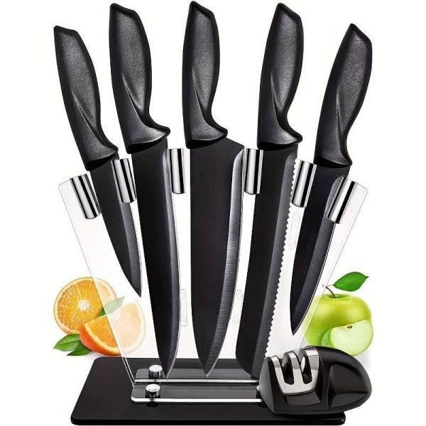 7-Piece High Carbon Stainless Steel Kitchen Knife Set With Handles And Sharpener - Image 5