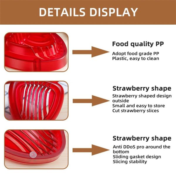 Red Strawberry Slicer Plastic Fruit Carving Tools Salad Cutter Berry Strawberry Cake Decoration Cutter Kitchen Gadgets - Image 2