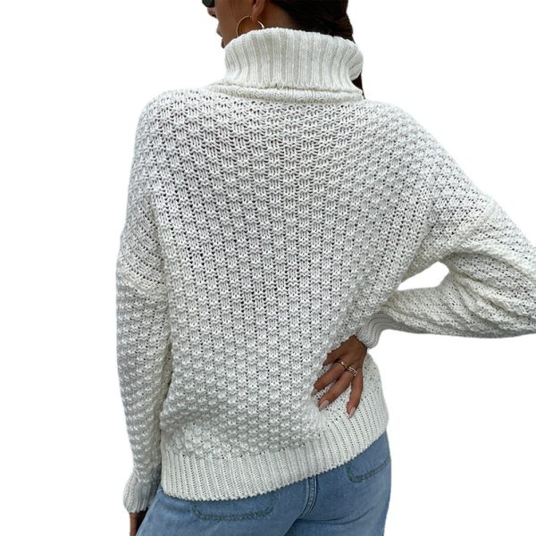 New Solid Color Long-sleeved High-necked Half-high-necked Pullover Women's Knitted Sweater - Image 3