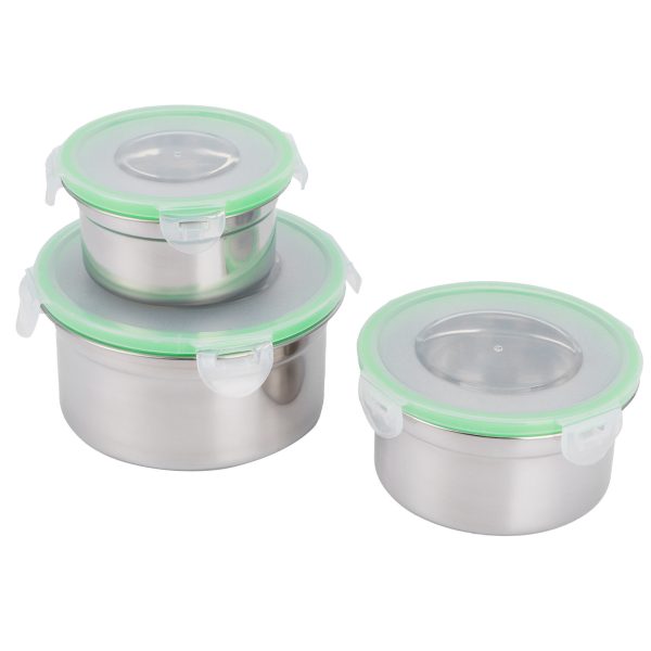 3Pcs/Set Fridge Storage Box 304 Stainless Steel Sealed Preservation Bowl Food Container with Lid - Image 2