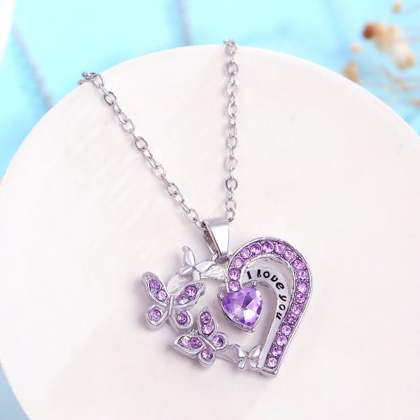 Ins Butterfly Love Necklace With Rhinestones Fashion Personality Hollow Heart-shaped Clavicle Chain Pendant Necklace For Valentine's Day - Image 4