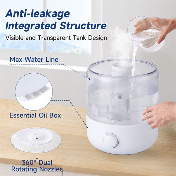 3L Mechanical Humidifier  Low Water Level Protection BPA Free - Image 3