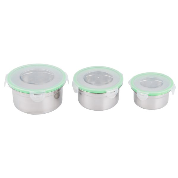 3Pcs/Set Fridge Storage Box 304 Stainless Steel Sealed Preservation Bowl Food Container with Lid - Image 7