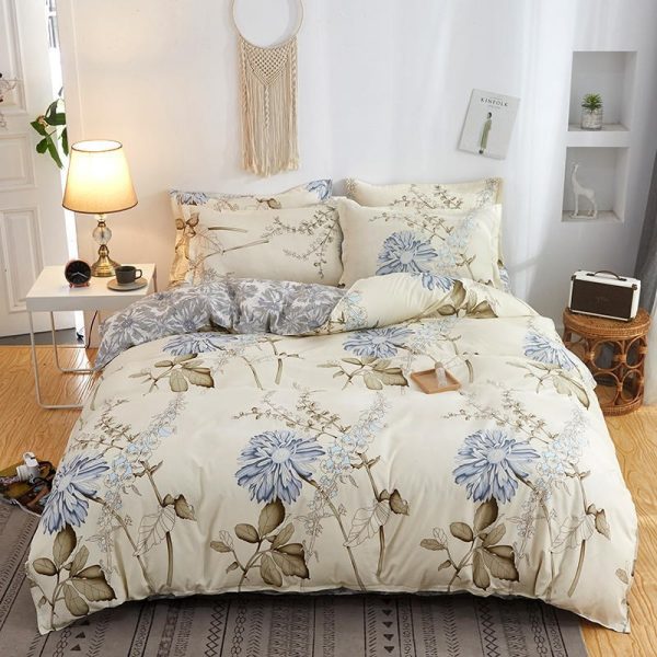 Cover Set Bed Cotton Quilt Bedsheet Bedding Duvet Fitted - Image 9