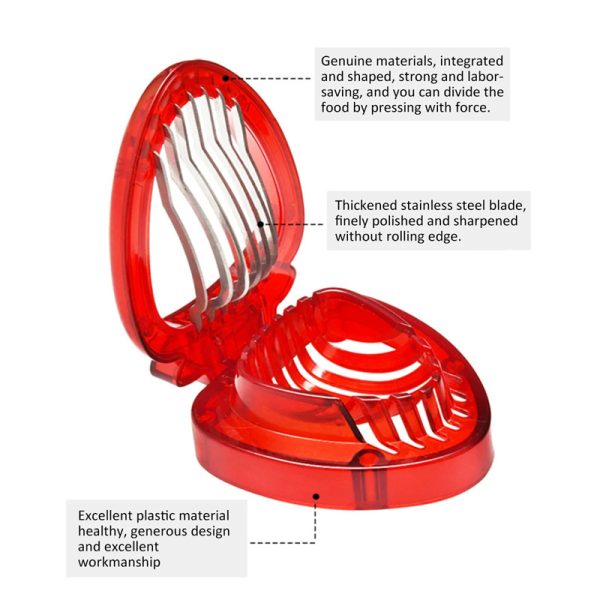 Red Strawberry Slicer Plastic Fruit Carving Tools Salad Cutter Berry Strawberry Cake Decoration Cutter Kitchen Gadgets - Image 7