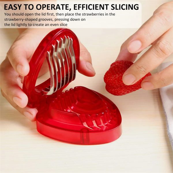 Red Strawberry Slicer Plastic Fruit Carving Tools Salad Cutter Berry Strawberry Cake Decoration Cutter Kitchen Gadgets - Image 9