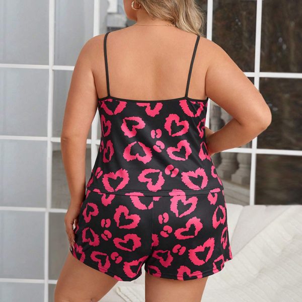 Casual Homewear Female Plus Size Heart Printing Suspender Shorts - Image 8