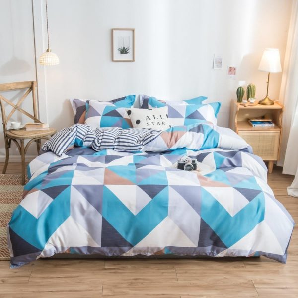 Cover Set Bed Cotton Quilt Bedsheet Bedding Duvet Fitted - Image 4