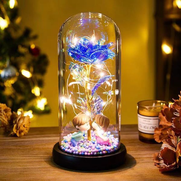 Eternal Rose LED Light Foil Flower In Glass Cover Night Lights Valentines Day Gifts Lamp Decor For For Home Bedroom Wedding Gift Valentine's Day Gifts - Image 9