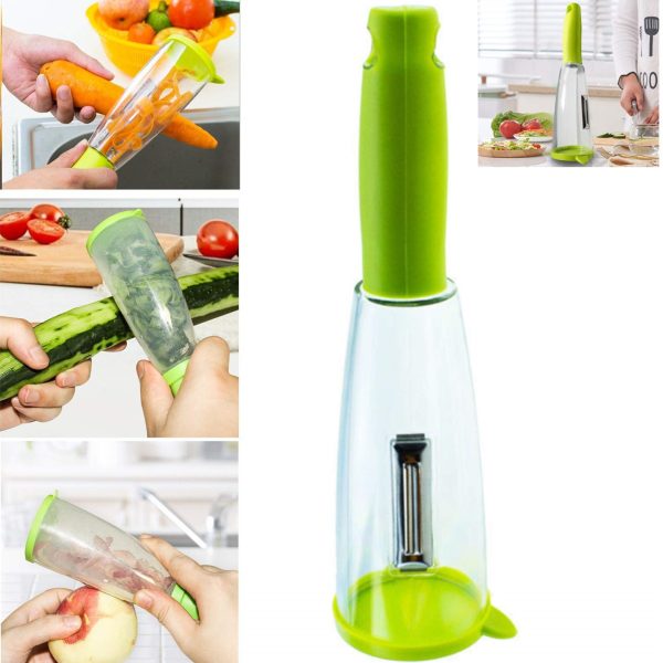 Multifunctional Storage Box Peeler Knife Peeler With Rubbish Bin Slicer Shredder Stainless Steel Vegetable Kitchen Gadgets Tools