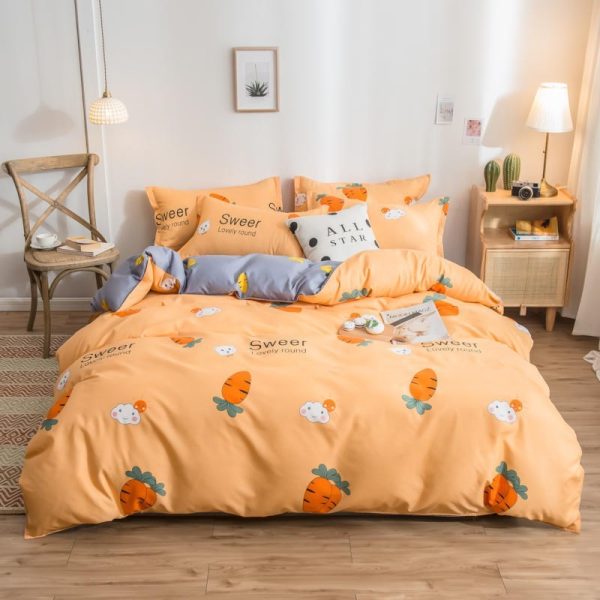 Cover Set Bed Cotton Quilt Bedsheet Bedding Duvet Fitted - Image 8