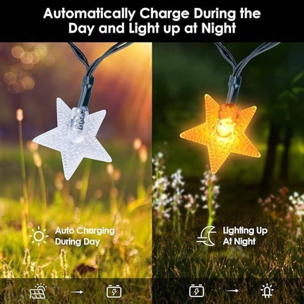 Solar Powered Star Fairy String LED Lights Waterproof Xmas Garden Outdoor Decor - Image 2