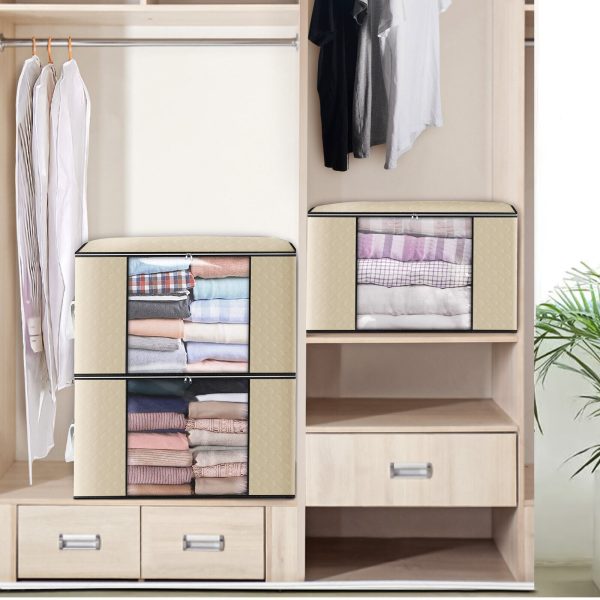 4PCS Clothes Organiser With Zip Underbed Wardrobe Cube Closet Box Organiser - Image 9