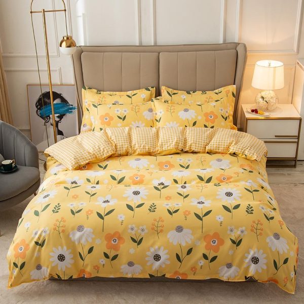 Cover Set Bed Cotton Quilt Bedsheet Bedding Duvet Fitted - Image 5