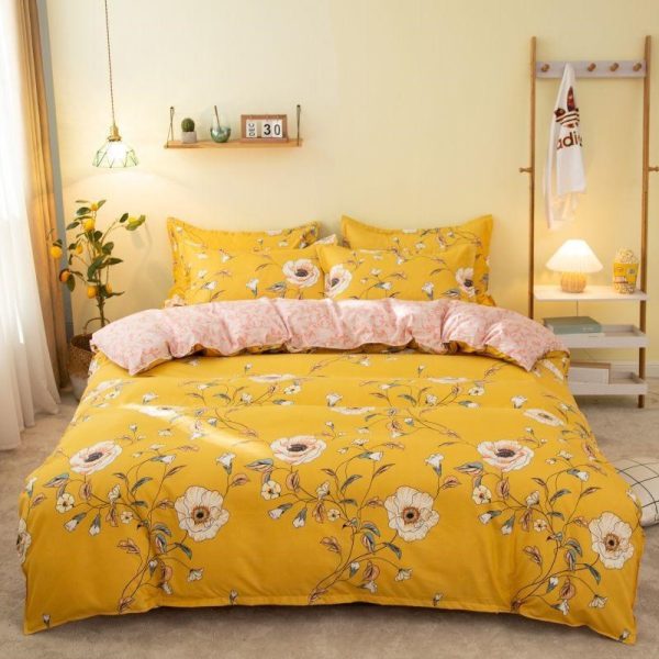 Cover Set Bed Cotton Quilt Bedsheet Bedding Duvet Fitted - Image 6